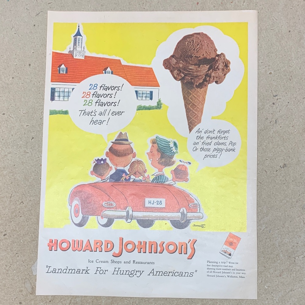 Vintage Life Magazine July 2, 1951 Howard Johnson Ice Cream & Restaurant ad